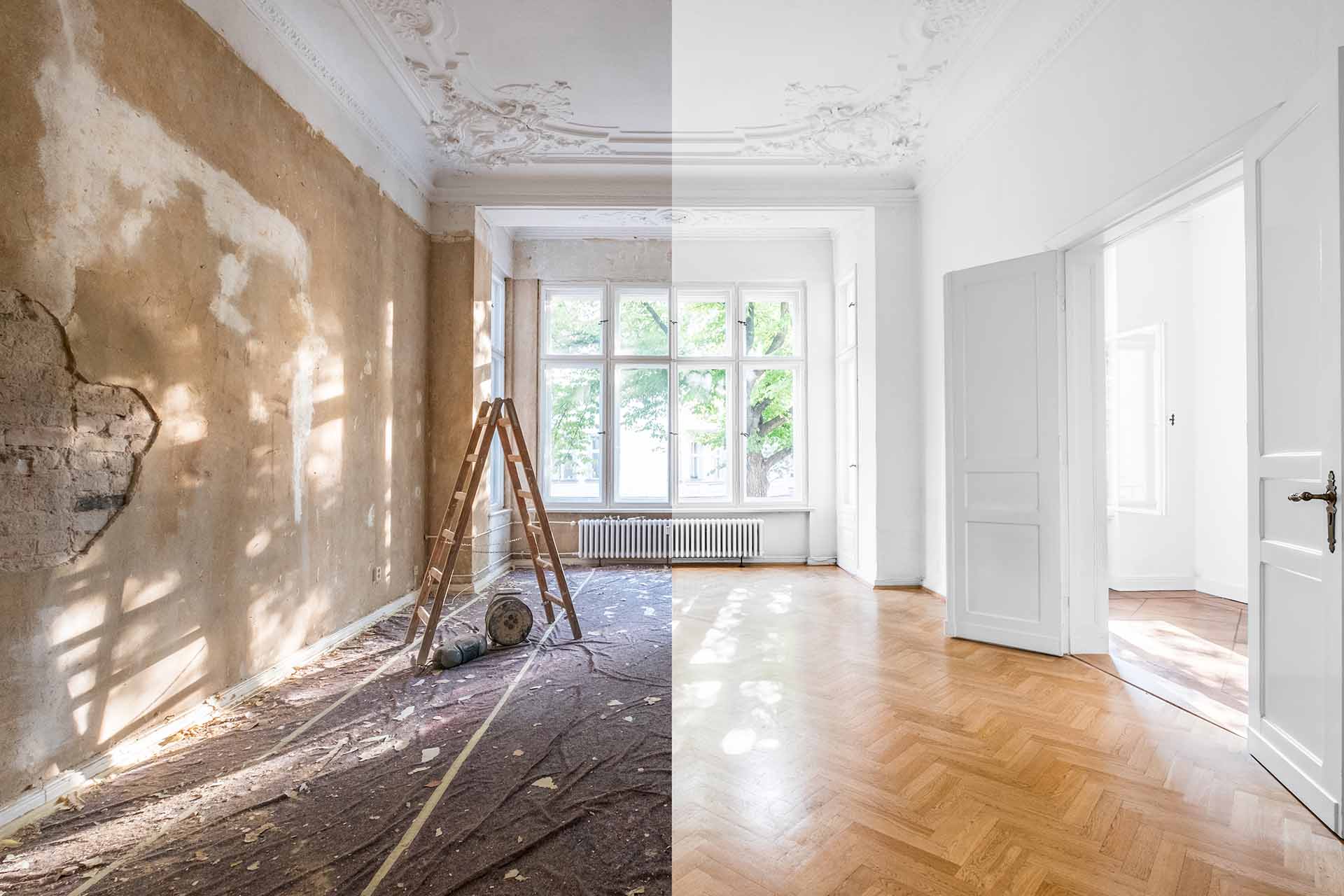 Completed open-concept interior renovation
